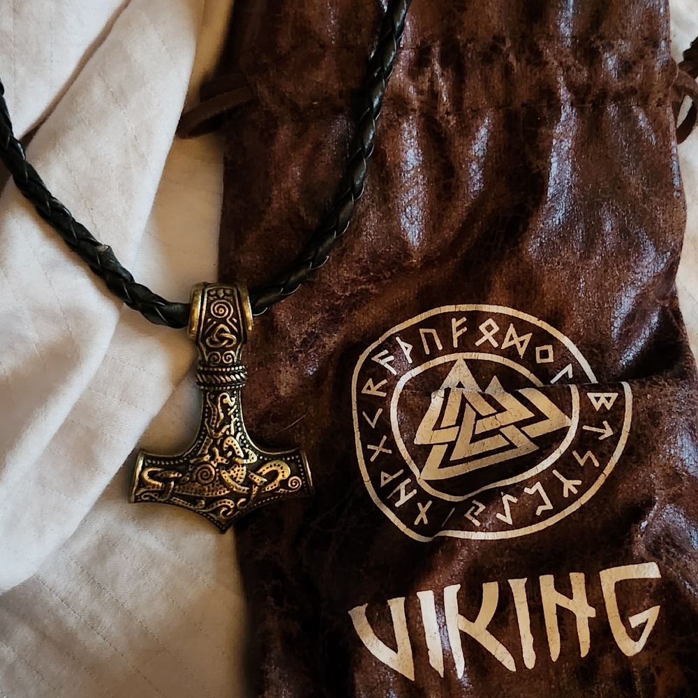 Thors hammer viking necklace.